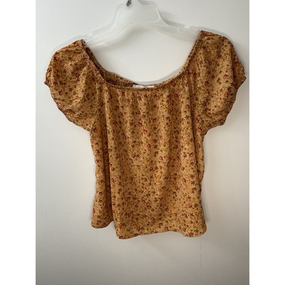 Pink Rose Tops - Pink‎ Rose Peasant Top Blouse Off  Shoulder Juniors M Yellow Floral Boho NWT